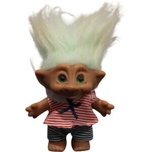 Ace Novelty 4” Treasure Troll Doll Sailor Outfit Green Hair & Jewel Vintage 90’s